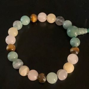Smooth Amazonite Stone Bead Mala Bracelet